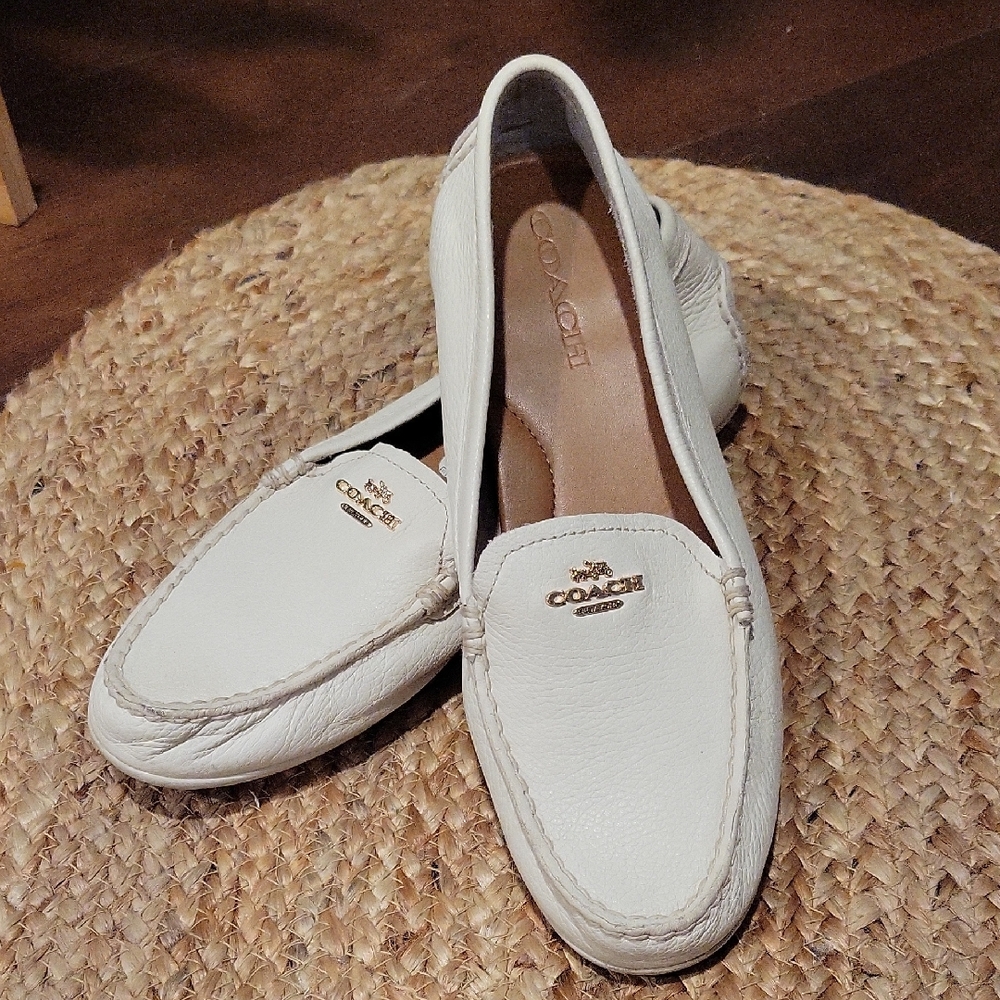 Coach Women's Cream Leather Loafers